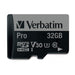 Verbatim Pro U3 Micro SDHC Speicherkarte mit Adapter, 32 GB, Datenspeicher für 4K Ultra HD Video-Aufnahmen, Micro SD Karte in schwarz, ideal für Action-Cams, Camcorder, Smartphones und Tablets