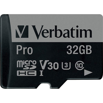 Verbatim Pro U3 Micro SDHC Speicherkarte mit Adapter, 32 GB, Datenspeicher für 4K Ultra HD Video-Aufnahmen, Micro SD Karte in schwarz, ideal für Action-Cams, Camcorder, Smartphones und Tablets