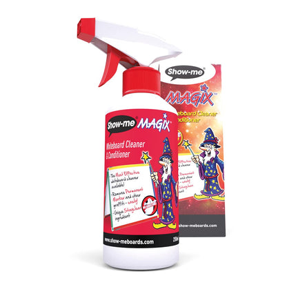 Show-Me Whiteboard Eraser Pack, Mini Erasers for Drywipe Boards & Chalkboards in Schools & Show-Me MAGIX Whiteboard Cleaner, Versatile & Easy-to-Use Whiteboard Cleaner