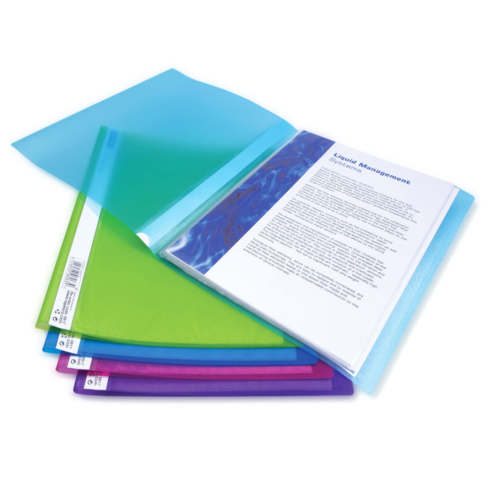 Rapesco 0916 A4 Flexi Display Book with 20 Pockets, Assorted Colours, Pack of 10