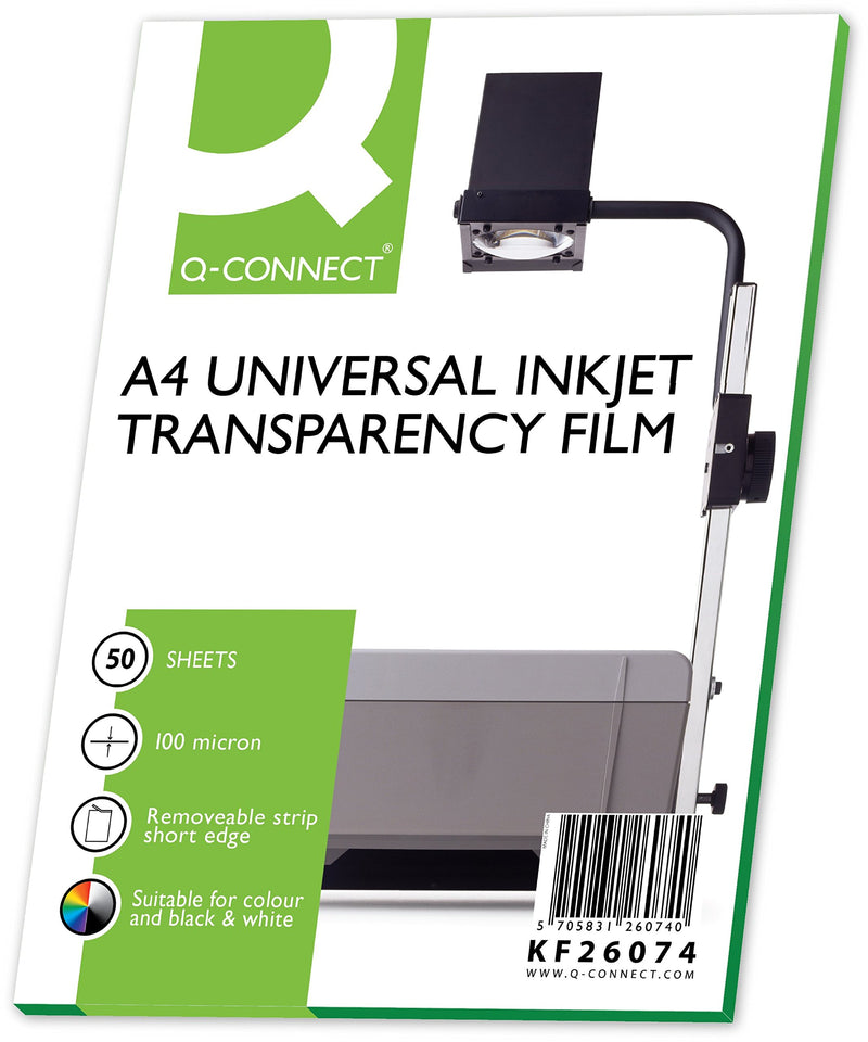 Q-Connect Inkjet Over Head Projector Film (Pack of 50
