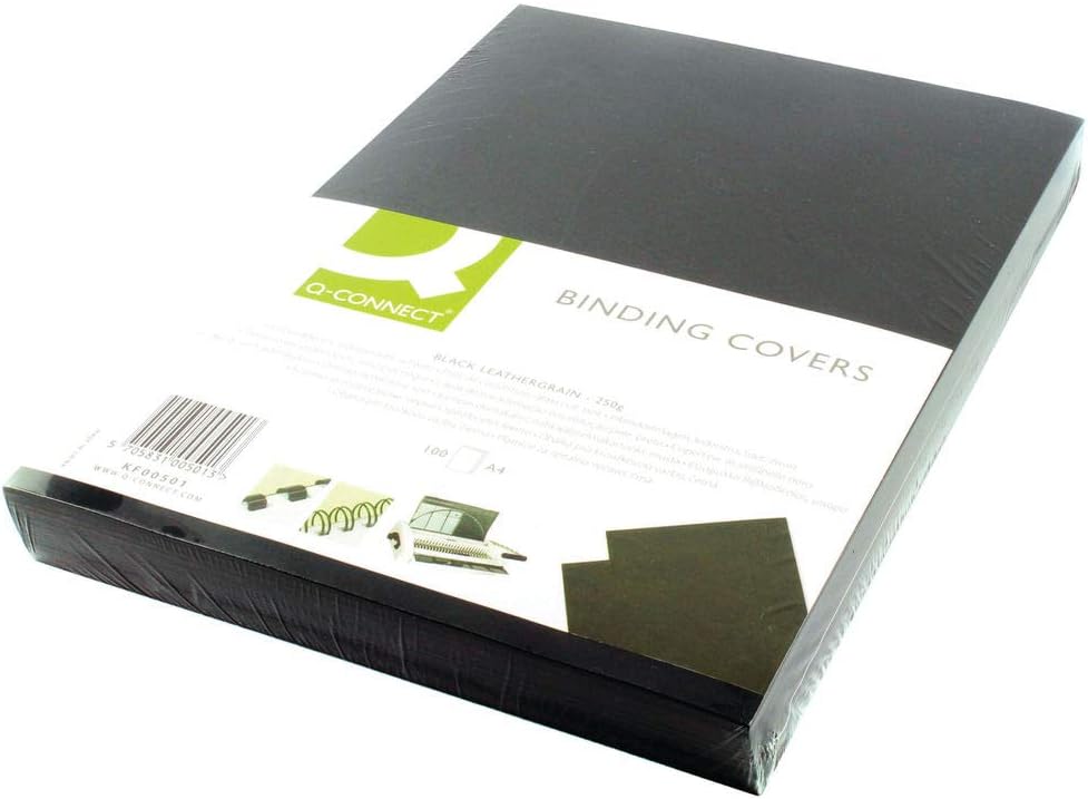 Q-Connect A4 Binding Comb Covers Leathergrain - Black (Pack of 100