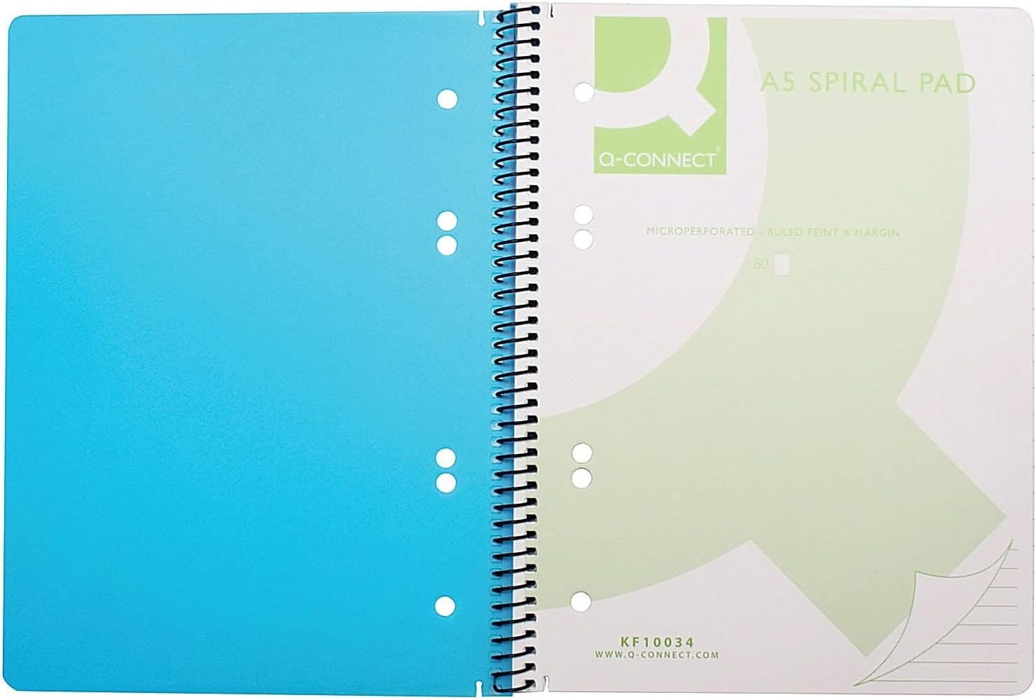Q-Connect Spiral Bound Polypropylene Notebook 160 Pages A5 Blue (5 Pack) KF10034