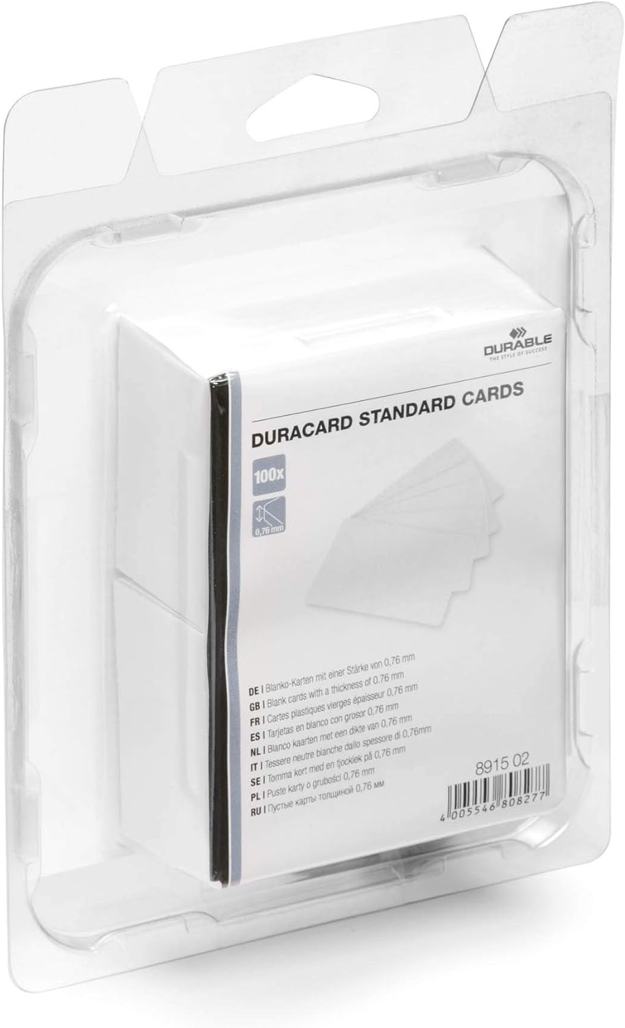Durable Plastikkarten Duracard Standard, bedruckbare Ausweiskarten, 100 Stück, weiß, 891502