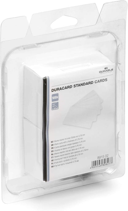 Durable Plastikkarten Duracard Standard, bedruckbare Ausweiskarten, 100 Stück, weiß, 891502