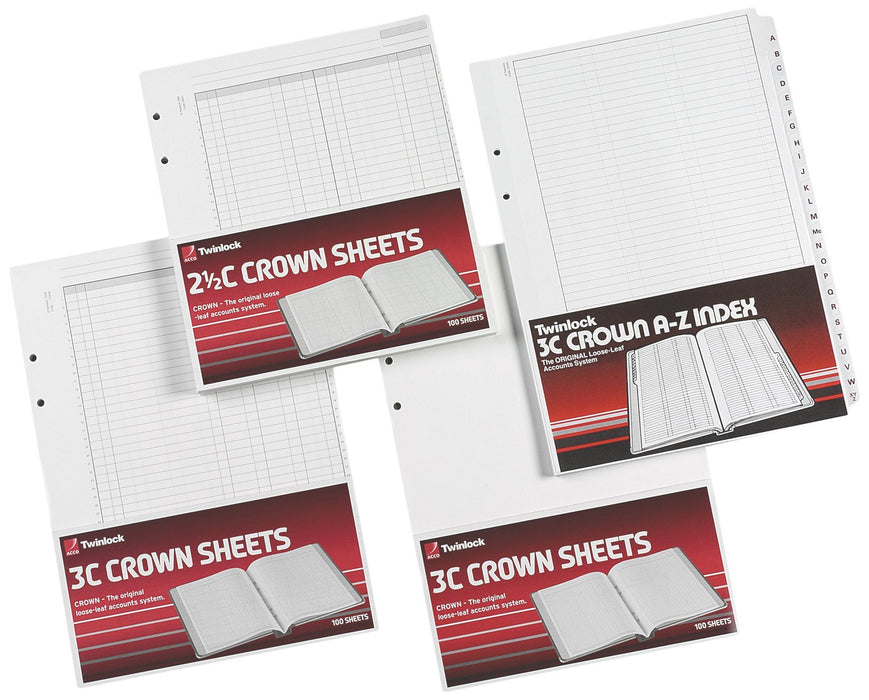 Rexel Twinlock Crown 3C Refill Sheets Treble Cash (Pack of 100 Sheets