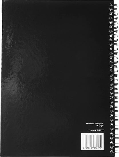 Q-Connect Hardback Wirebound Book, A4, Black, Pack of 3