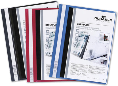 Durable DURAPLUS Presentation Folder | Pack of 25 A4 Folders | Black | Perfect For Storing Presentations, Quotations, Invoices, School Work, etc