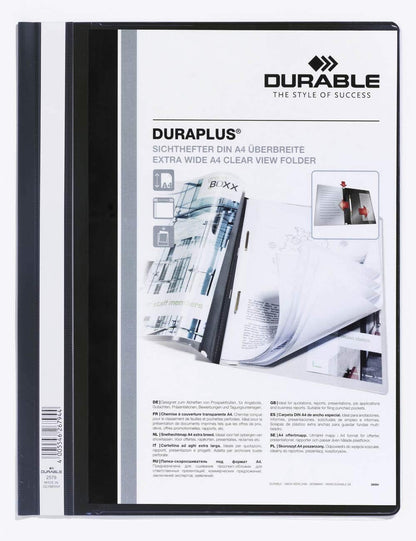 Durable DURAPLUS Presentation Folder | Pack of 25 A4 Folders | Black | Perfect For Storing Presentations, Quotations, Invoices, School Work, etc