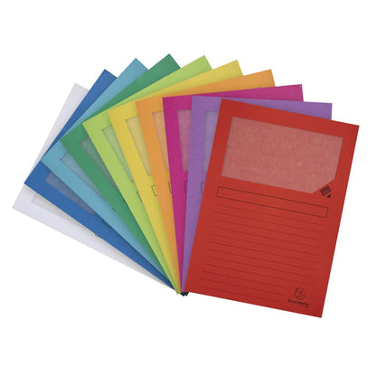 Exacompta - Ref 50100E - Forever Collection - Window Folders - 220 x 310mm in Size, Suitable for A4 Documents, 120gsm Recycled Board - Assorted Colours (Pack of 100