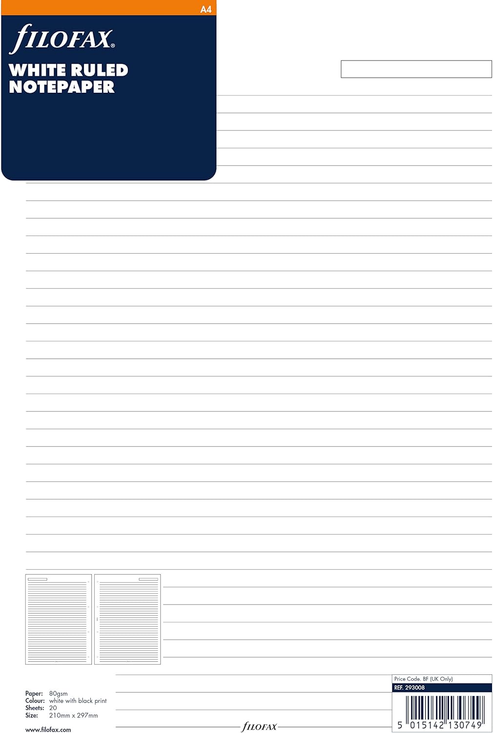 Filofax A4 Metropol Organiser - Black &A4 Ruled Notepaper - White