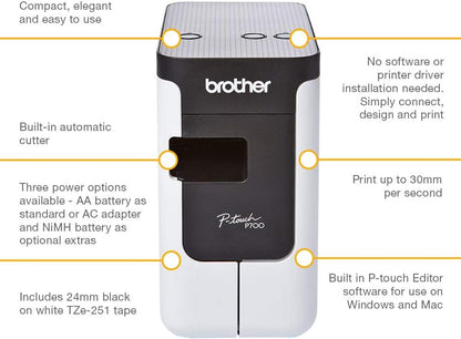 Brother PT-P700 Label Printer, P-Touch Labeller, PC Connected, Desktop