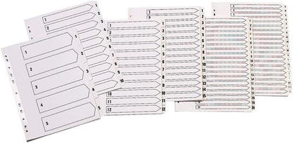 Q-Connect 1-5 Index Multi-Punched Reinforced Board Clear Tab A4 White KF01527