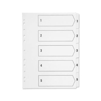 Q-Connect 1-5 Index Multi-Punched Reinforced Board Clear Tab A4 White KF01527