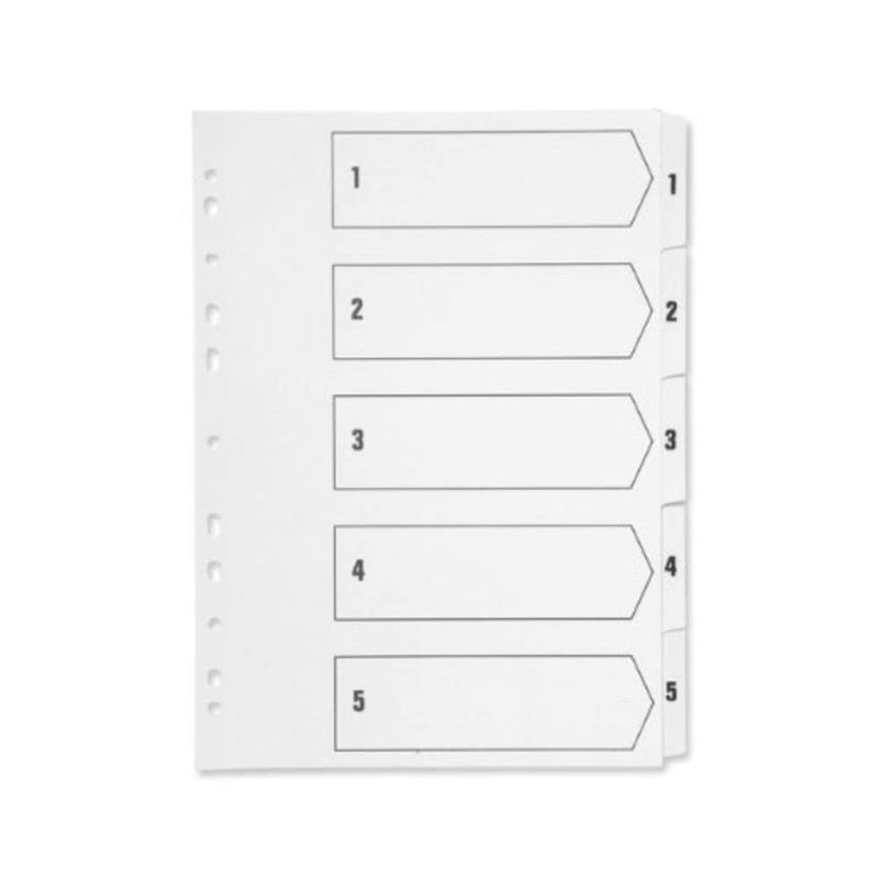 Q-Connect 1-5 Index Multi-Punched Reinforced Board Clear Tab A4 White KF01527