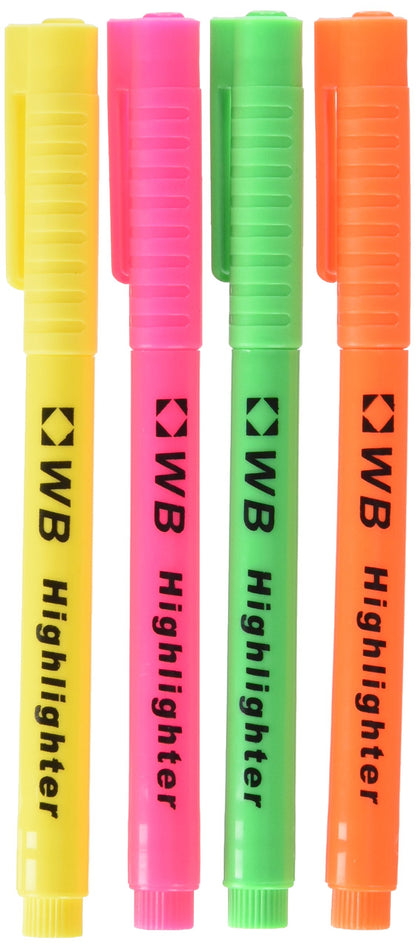Whitebox Highlighter - Assorted (Wallet of 4