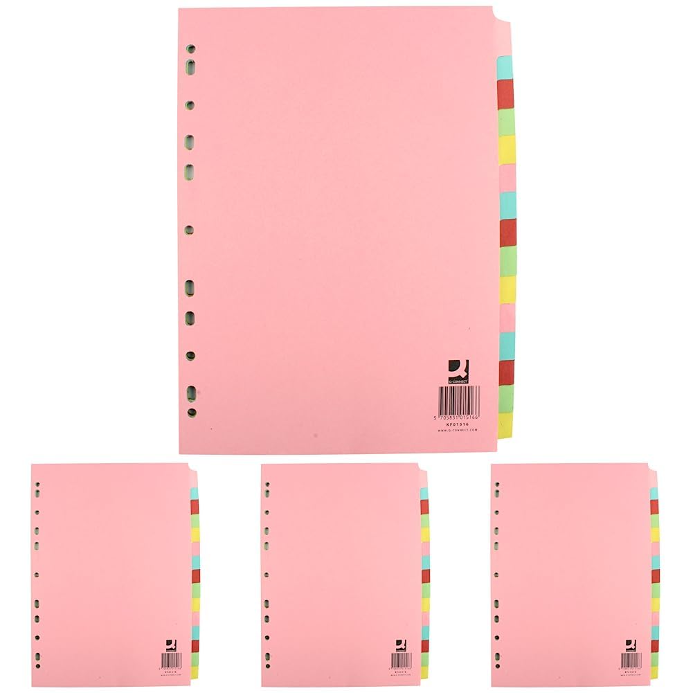 Q-Connect A4 15 Part Subject Divider KF01516 - Multicolor 15 Part