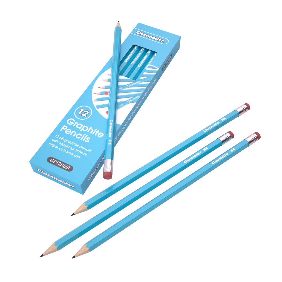 Classmaster HB Graphite Pencils with Eraser Tips 12-Pieces