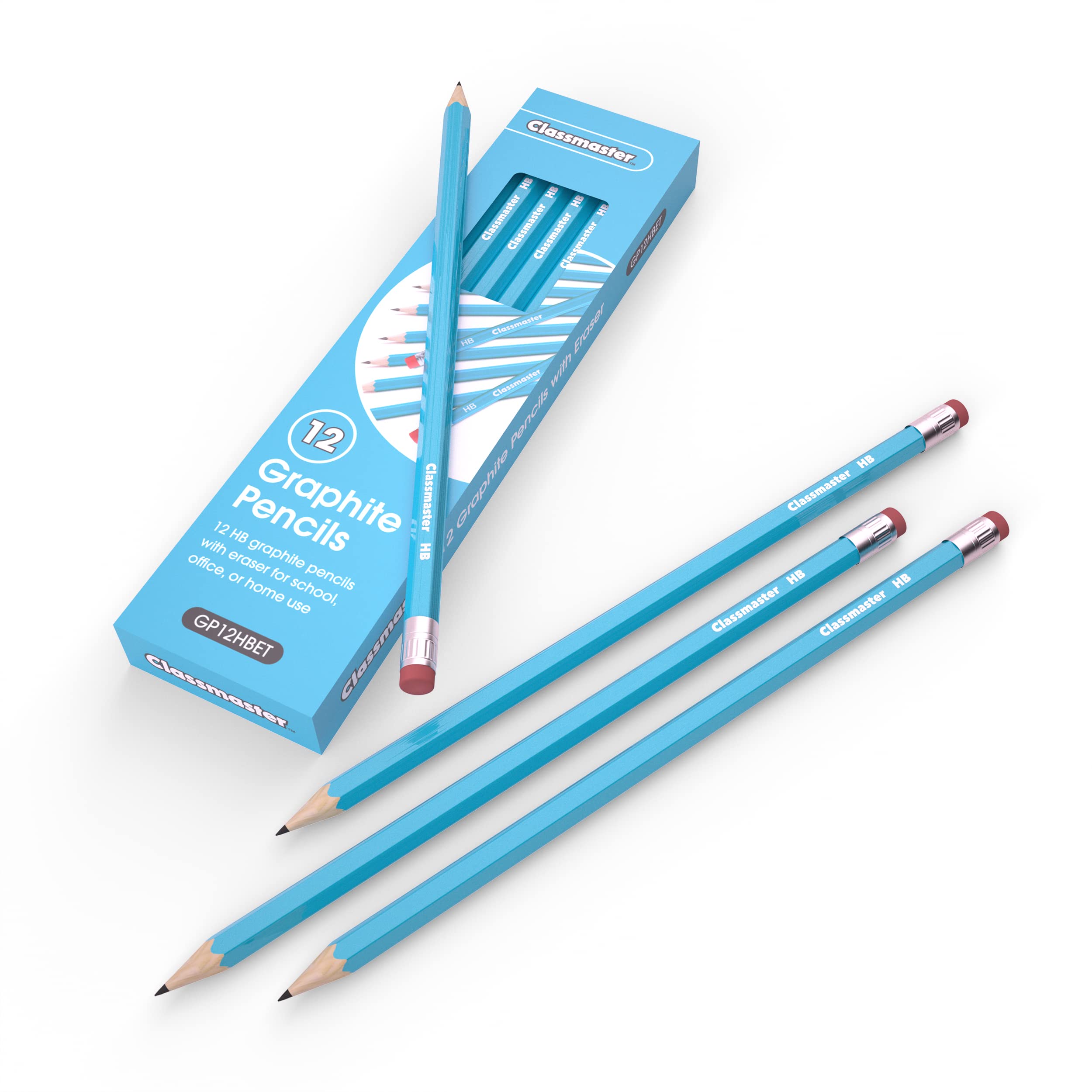 Classmaster HB Graphite Pencils with Eraser Tips 12-Pieces