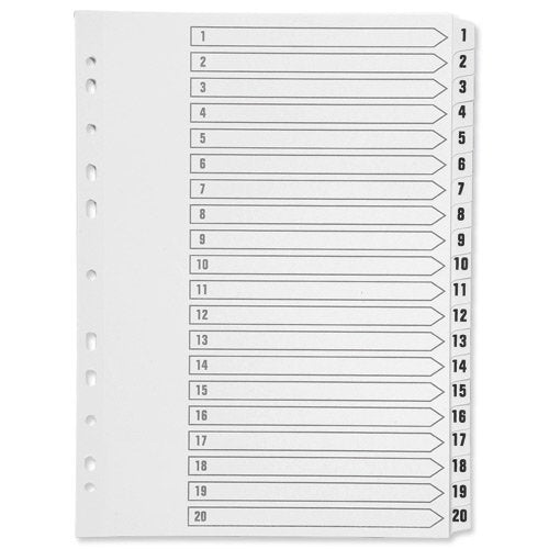 Q-Connect 1-20 Index Multi-punched Polypropylene White A4