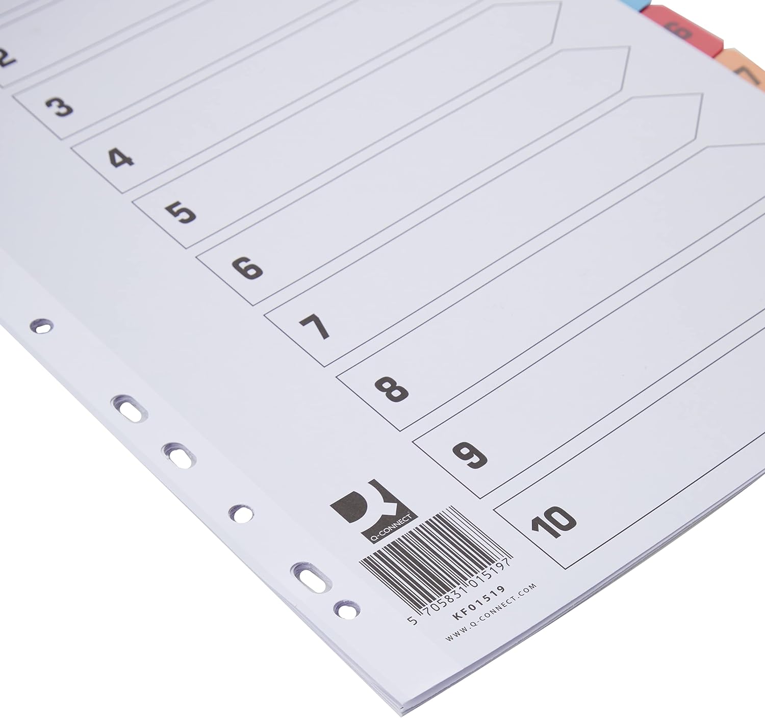Q Connect - Separador para archivador (A4, mutitaladro, incluye índice, cartulina reforzada