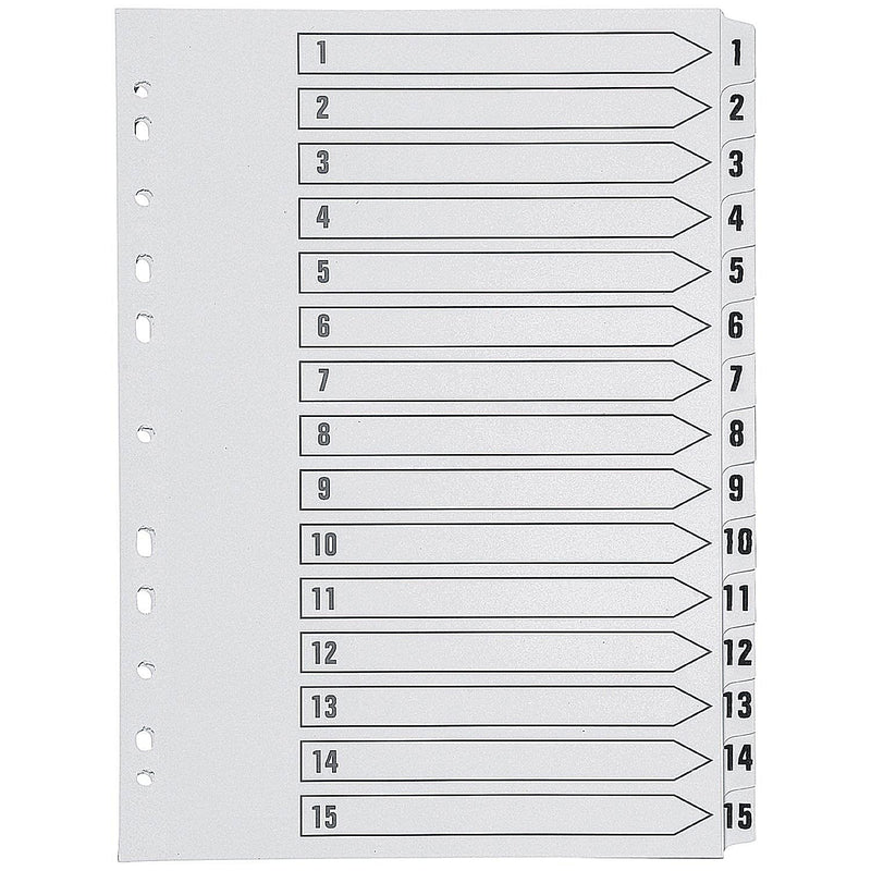 Q-Connect 1-15 Index Multi-Punched Reinforced Board Clear Tab A4 White KF01530