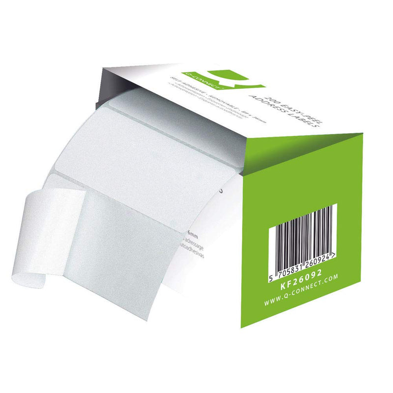 Q-Connect Address Label Roll Repositionable Self Adhesive 89 mm x 36 mm White , KF26092, 200 Count ( Pack of 1