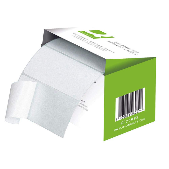 Q-Connect Address Label Roll Repositionable Self Adhesive 89 mm x 36 mm White , KF26092, 200 Count ( Pack of 1) 1 White