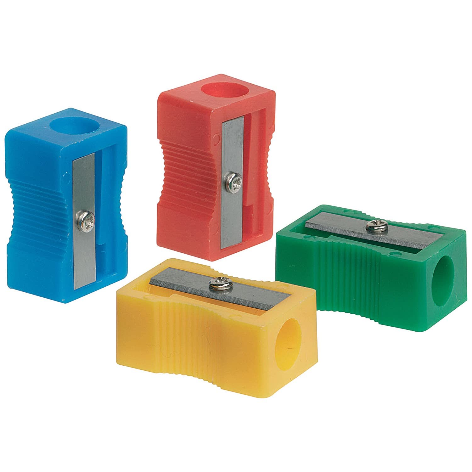 Q-Connect Plastic Pencil Sharpener Single Hole Assorted (Pack of 10