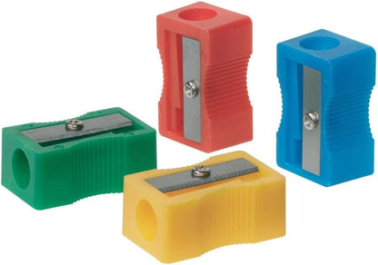 Q-Connect Plastic Pencil Sharpener Single Hole Assorted (Pack of 10