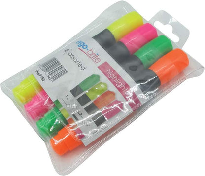 Ergobit JN69980 Ergo Bright Highlighter - Assorted (Pack of 4