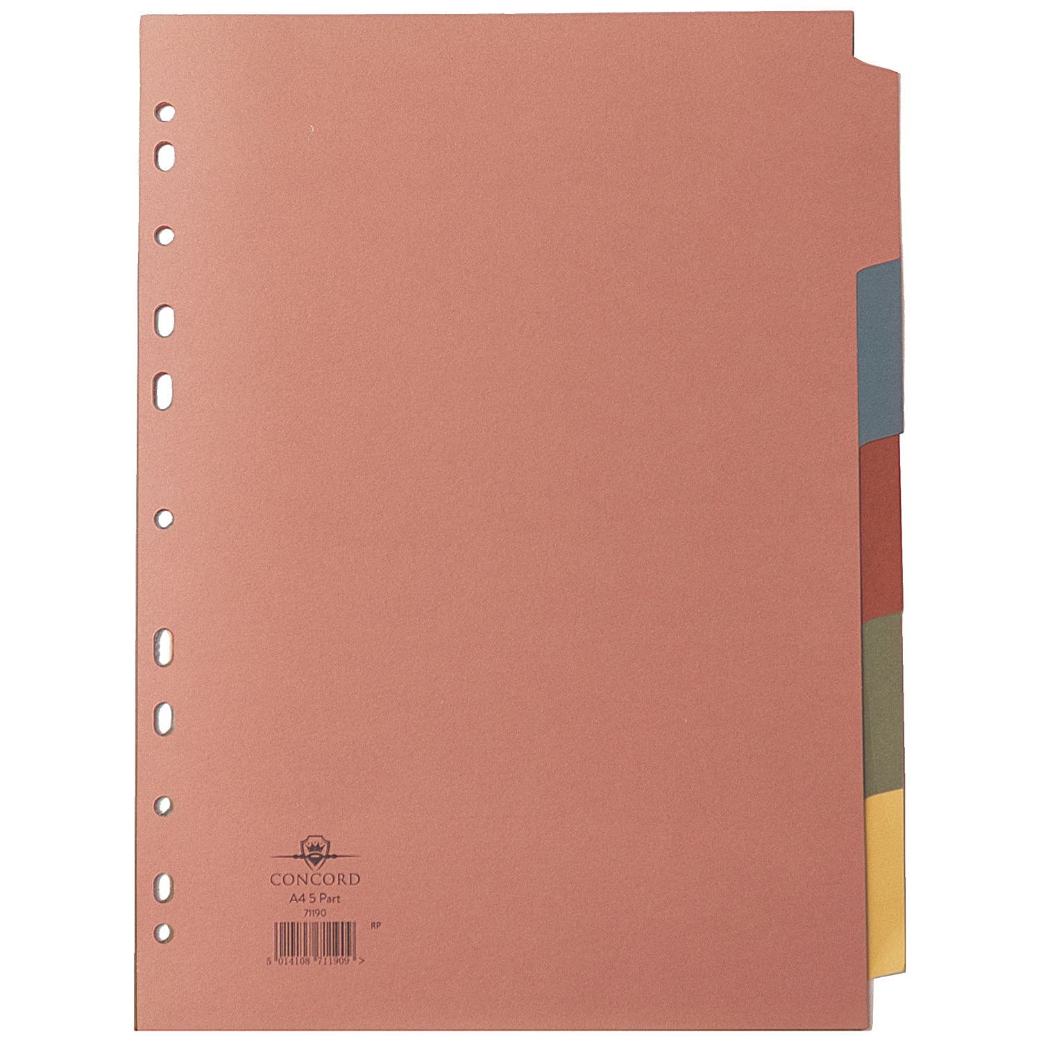 Concord Subject Dividers 230 Micron 5-Part Multipack A4 Assorted Ref 71190/J11M (Pack 5