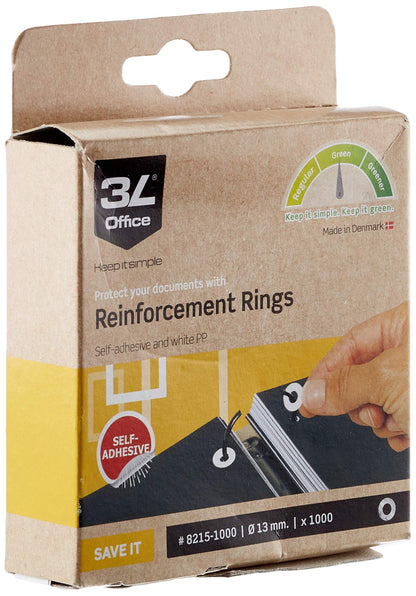 3L Extra Strong Self Adhesive Vinyl Reinforcement Ring, Pack of 1000