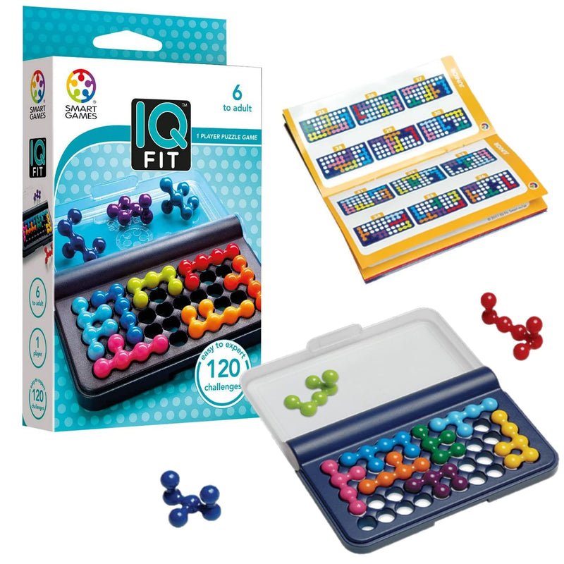 SmartGames | IQ Fit | Logic Puzzle Game | 120 Challenges | Single Player Brain Teaser | for Ages 6+ | Multilingual Version