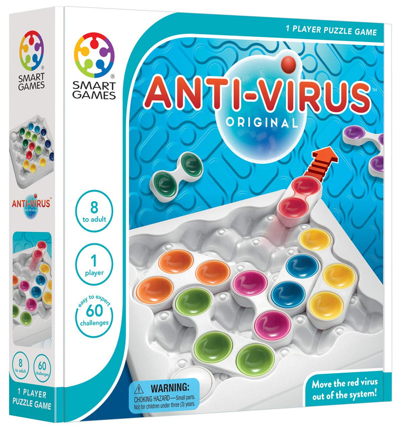 Smart Games - Anti-Virus, Puzzle Game with 60 Challenges, 7+ Years, Whie, Multicoloured
