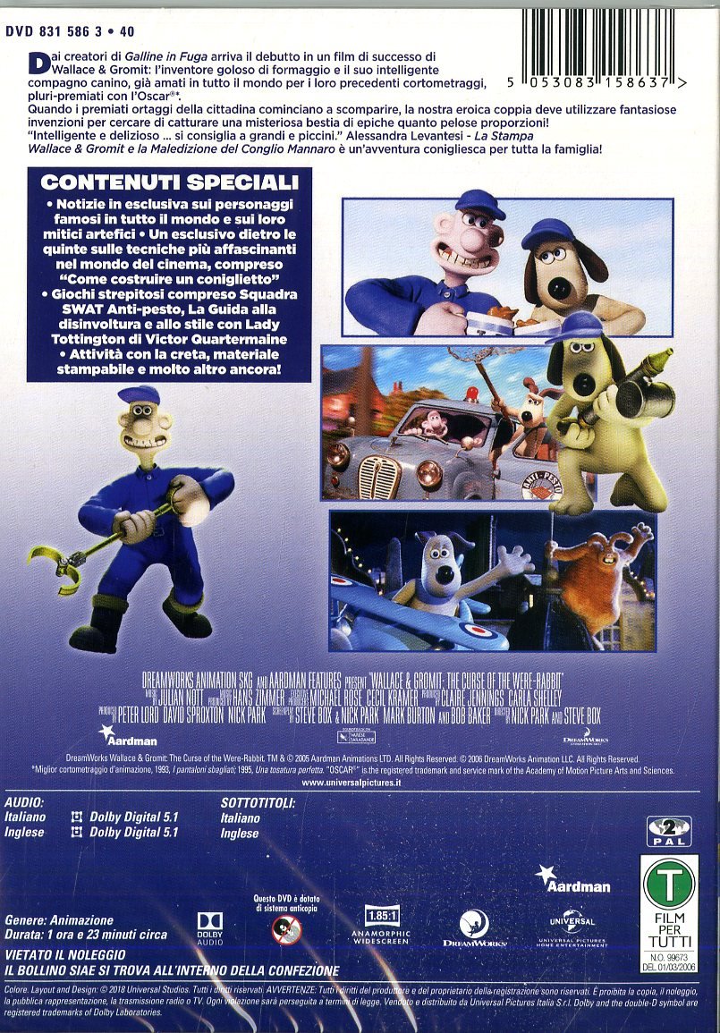 wallace & gromit - la maledizione del coniglio mannaro DVD Italian Import
