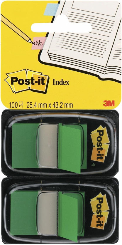 Post-it Index Flags - Dual Pack 25mm - Green (50 Flags x 2