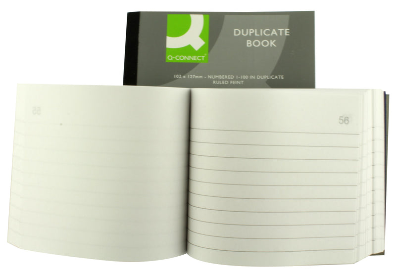 Q-Connect 4x5-inche Ruled Feint Duplicate Book