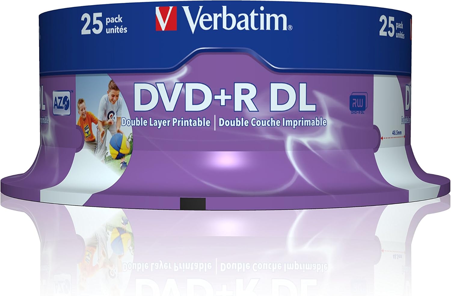 Verbatim 43667 8.5GB 8x Double Layer DVD+R Inkjet Printable - 25 Pack Spindle