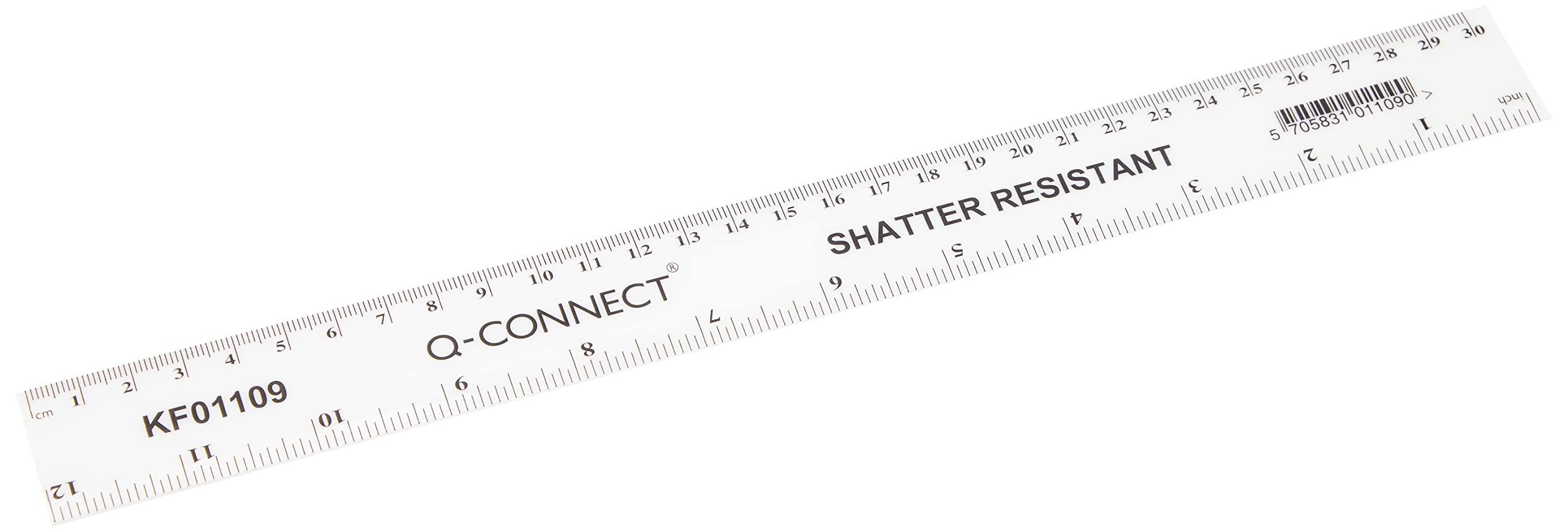 Q-Connect Ruler Shatterproof 300mm White (Inches on one side and cm/mm on the other