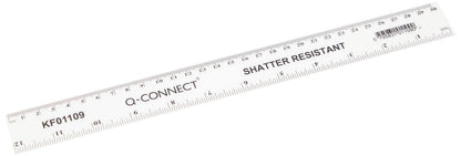 Q-Connect Ruler Shatterproof 300mm White (Inches on one side and cm/mm on the other
