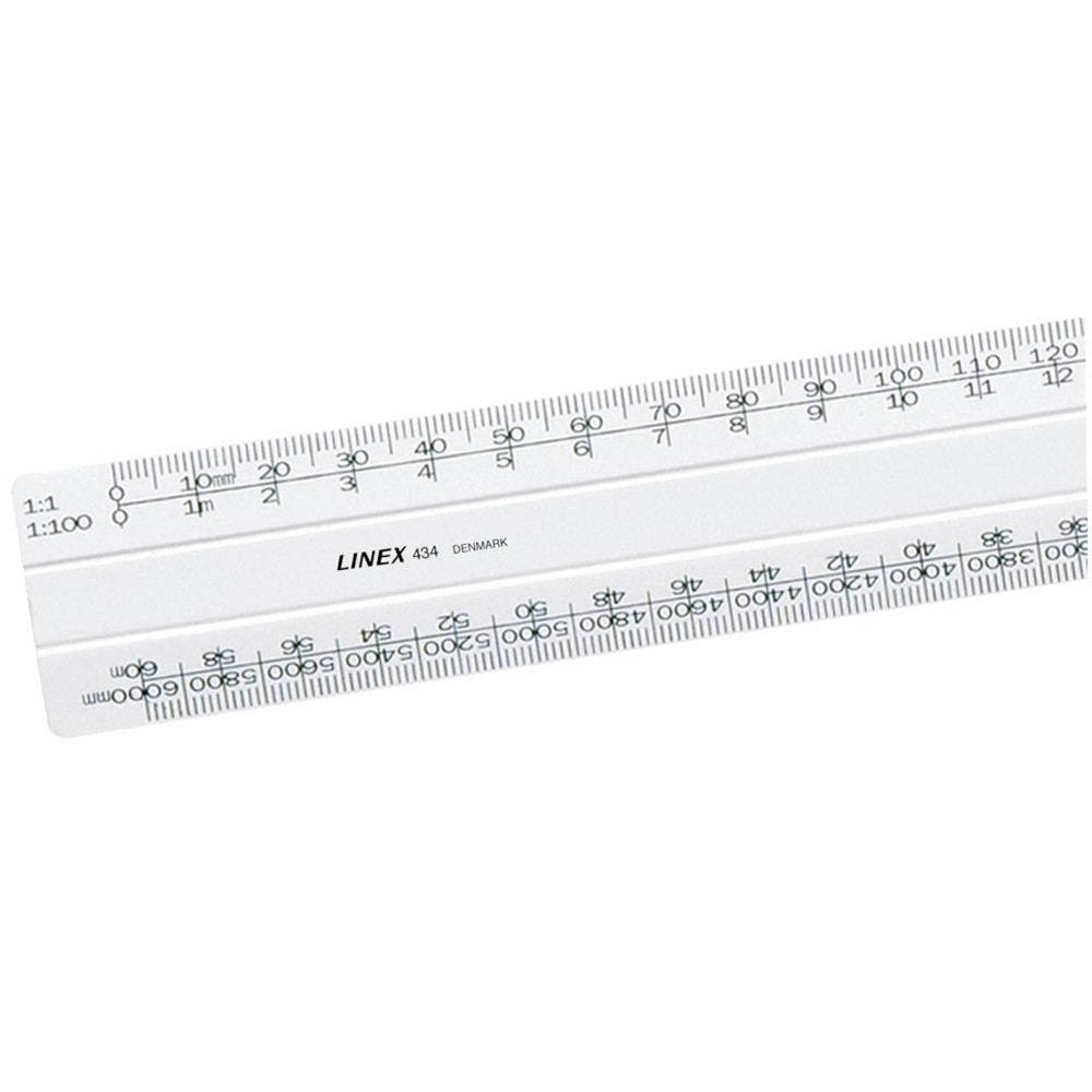 Linex 1:20:500 300mm Scale Rule Flat - White