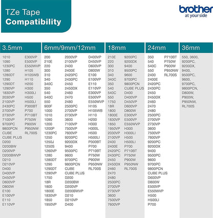 Brother TZe-222 Labelling Tape Cassette, 9 mm (W) x 8 m (L), Laminated, Brother Genuine Supplies