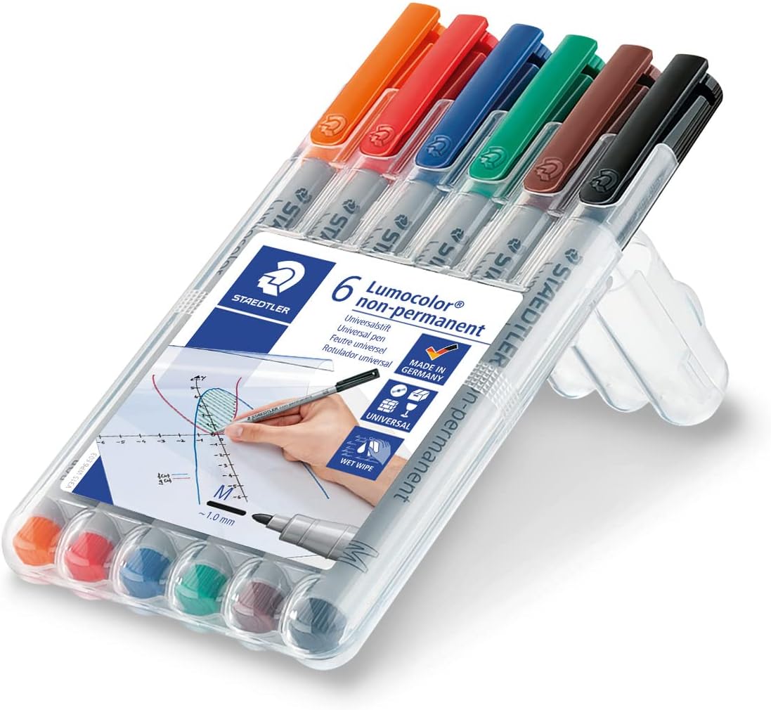 Staedtler 315 WP6 Lumocolor Universal Non Permanent Medium Pens - Assorted Colours