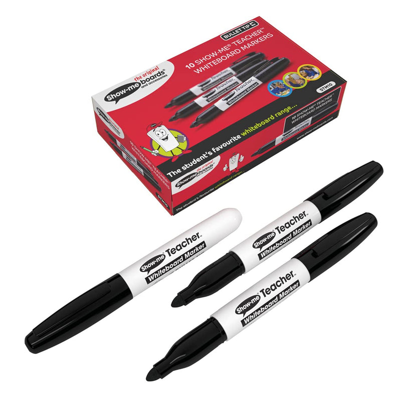 Show-Me STM10 profesor pizarra marcadores, negro (Pack de 10