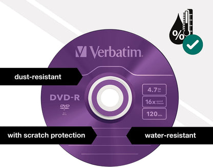 Verbatim 43557 DVD-R 16x Non-Printable Slim Case (Pack of 5