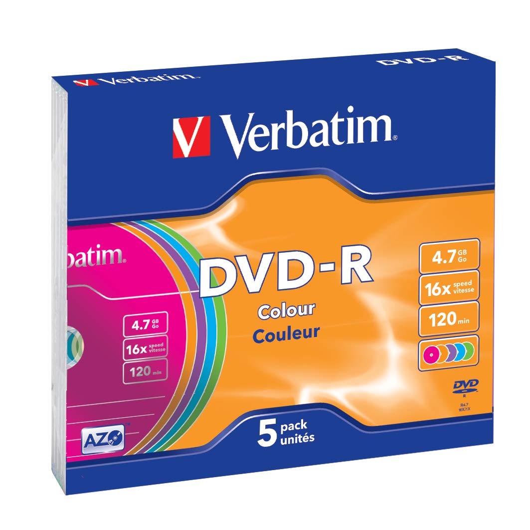 Verbatim 43557 DVD-R 16x Non-Printable Slim Case (Pack of 5
