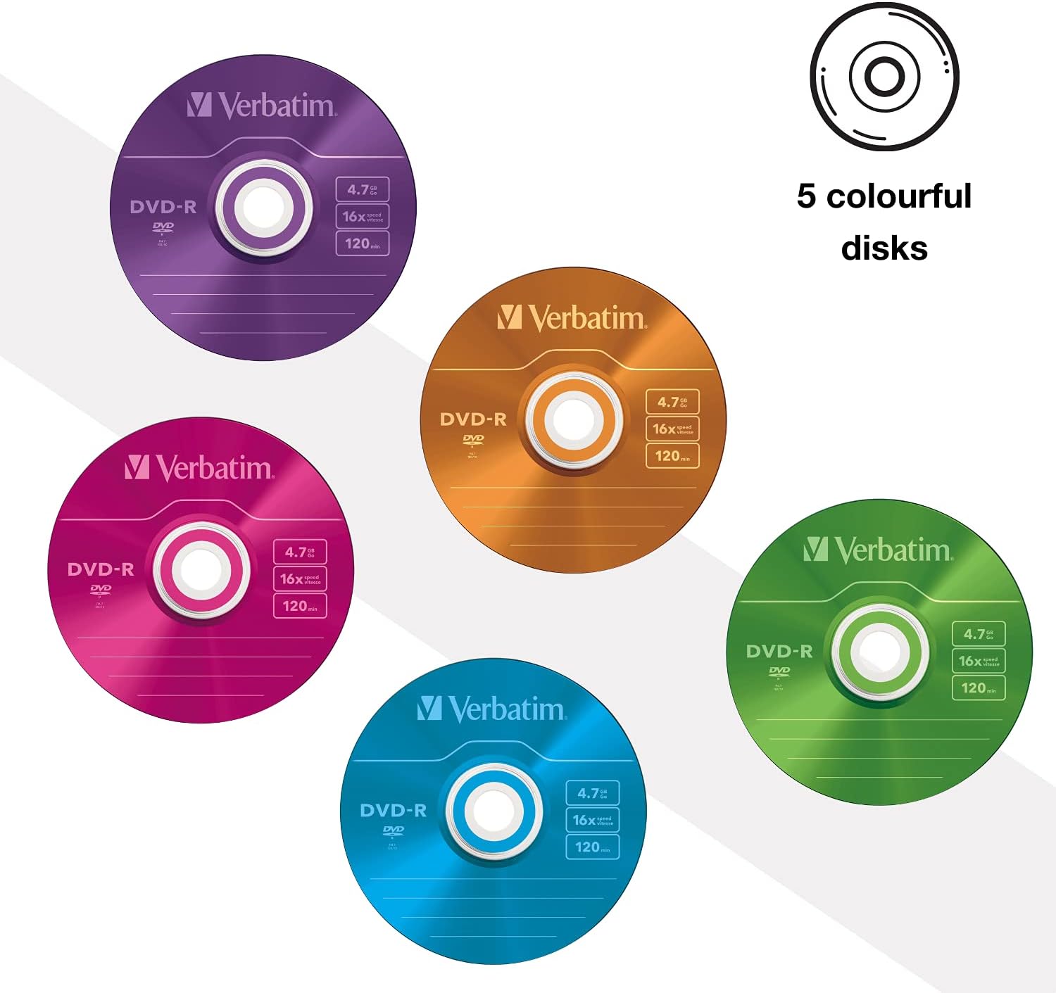 Verbatim 43557 DVD-R 16x Non-Printable Slim Case (Pack of 5
