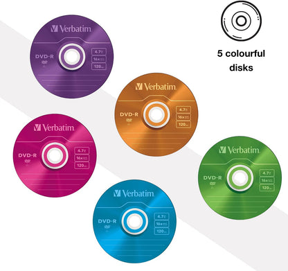 Verbatim 43557 DVD-R 16x Non-Printable Slim Case (Pack of 5