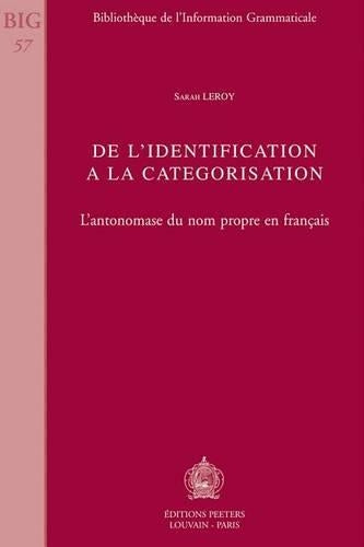 De L'identification a La Categorisation